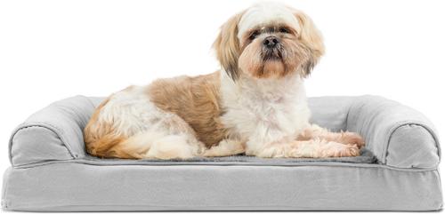 Show full view: FurHaven Plush & Suede Convolute Orthopedic Bolster Cat & Dog Bed with Removable Cover & Liner, Gray, Medium slide 4 of 10