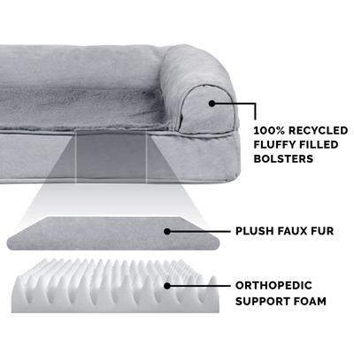 Show full view: FurHaven Plush & Suede Convolute Orthopedic Bolster Cat & Dog Bed with Removable Cover & Liner, Gray, Medium slide 5 of 10