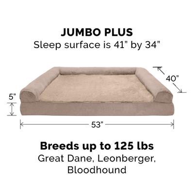 Show full view: FurHaven Plush & Suede Cooling Gel Bolster Dog Bed with Removable Cover, Almondine, Jumbo Plus slide 6 of 11