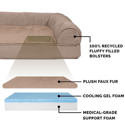 Show full view: FurHaven Plush & Suede Cooling Gel Bolster Dog Bed with Removable Cover, Almondine, Jumbo Plus slide 7 of 11