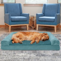 FurHaven Plush & Suede Cooling Gel Bolster Dog Bed with Removable Cover, Deep Pool, Jumbo