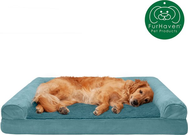 FurHaven Plush & Suede Bolster Dog Bed with Removable Cover