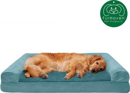 Show full view: FurHaven Plush & Suede Cooling Gel Bolster Dog Bed with Removable Cover, Deep Pool, Jumbo slide 4 of 10