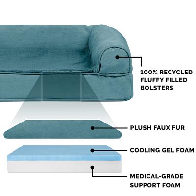 Show full view: FurHaven Plush & Suede Cooling Gel Bolster Dog Bed with Removable Cover, Deep Pool, Jumbo slide 6 of 10