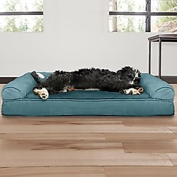 FurHaven Plush & Suede Cooling Gel Bolster Dog Bed with Removable Cover, Deep Pool, Large