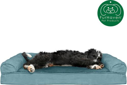 Show full view: FurHaven Plush & Suede Cooling Gel Bolster Dog Bed with Removable Cover, Deep Pool, Large slide 5 of 11