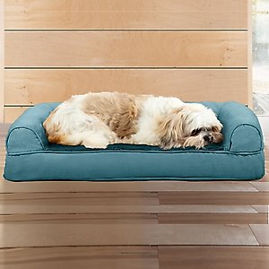FurHaven Plush & Suede Cooling Gel Bolster Dog Bed with Removable Cover, Deep Pool, Medium