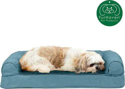 Show full view: FurHaven Plush & Suede Cooling Gel Bolster Dog Bed with Removable Cover, Deep Pool, Medium slide 4 of 10