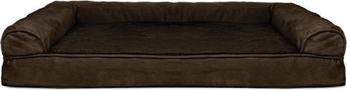 Show full view: FurHaven Plush & Suede Cooling Gel Bolster Dog Bed with Removable Cover, Espresso, Jumbo slide 3 of 10