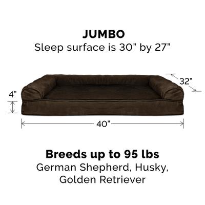 Show full view: FurHaven Plush & Suede Cooling Gel Bolster Dog Bed with Removable Cover, Espresso, Jumbo slide 5 of 10