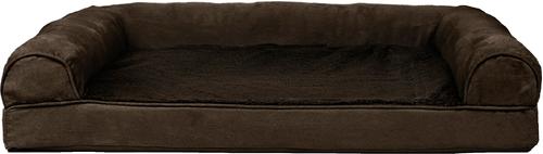 Show full view: FurHaven Plush & Suede Cooling Gel Bolster Dog Bed with Removable Cover, Espresso, Large slide 4 of 11