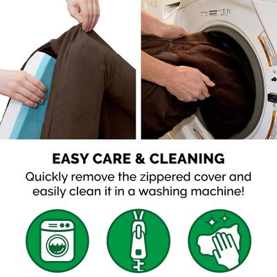 Show full view: FurHaven Plush & Suede Cooling Gel Bolster Dog Bed with Removable Cover, Espresso, Large slide 9 of 11