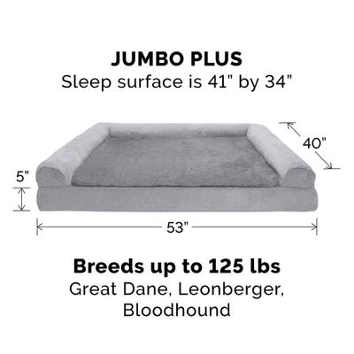 Show full view: FurHaven Plush & Suede Cooling Gel Bolster Dog Bed with Removable Cover, Gray, Jumbo Plus slide 5 of 10