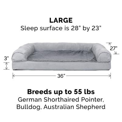 Show full view: FurHaven Plush & Suede Cooling Gel Bolster Dog Bed with Removable Cover, Gray, Large slide 5 of 10