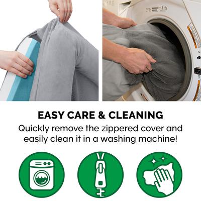 Show full view: FurHaven Plush & Suede Cooling Gel Bolster Dog Bed with Removable Cover, Gray, Large slide 8 of 10