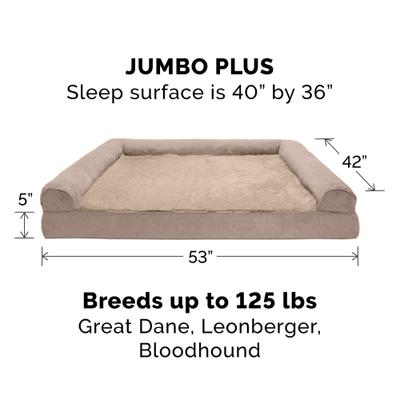 Show full view: FurHaven Plush & Suede Full Support Sofa Dog & Cat Bed, Almondine, Jumbo Plus slide 2 of 9