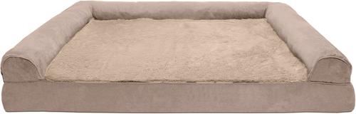 Show full view: FurHaven Plush & Suede Full Support Sofa Dog & Cat Bed, Almondine, Jumbo Plus slide 3 of 9