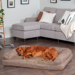 FurHaven Plush & Suede Full Support Sofa Dog & Cat Bed, Almondine, Jumbo