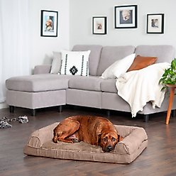 FurHaven Plush & Suede Full Support Sofa Dog & Cat Bed, Almondine, Large