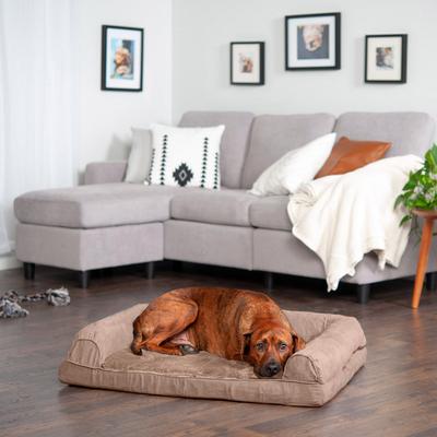 Show full view: FurHaven Plush & Suede Full Support Sofa Dog & Cat Bed, Almondine, Large slide 1 of 9
