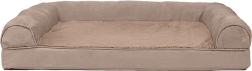 Show full view: FurHaven Plush & Suede Full Support Sofa Dog & Cat Bed, Almondine, Large slide 3 of 9