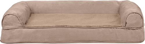 Show full view: FurHaven Plush & Suede Full Support Sofa Dog & Cat Bed, Almondine, Medium slide 4 of 10