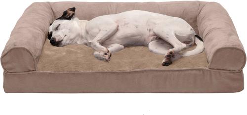 Show full view: FurHaven Plush & Suede Full Support Sofa Dog & Cat Bed, Almondine, Medium slide 5 of 10