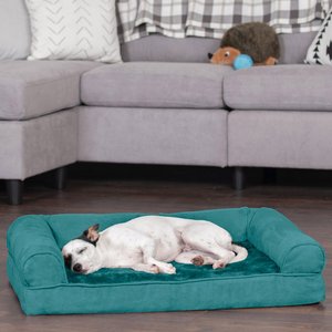 FurHaven Plush & Suede Full Support Sofa Dog & Cat Bed, Deep Pool, Medium