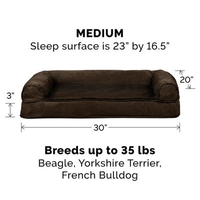 Show full view: FurHaven Plush & Suede Full Support Sofa Dog & Cat Bed, Espresso, Medium slide 5 of 10