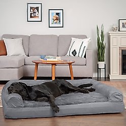 FurHaven Plush & Suede Full Support Sofa Dog & Cat Bed, Gray, Jumbo Plus