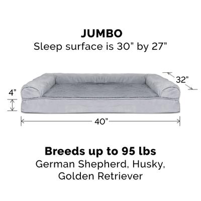Show full view: FurHaven Plush & Suede Full Support Sofa Dog & Cat Bed, Gray, Jumbo slide 5 of 10