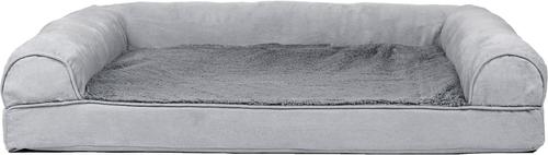 Show full view: FurHaven Plush & Suede Full Support Sofa Dog & Cat Bed, Gray, Large slide 3 of 10