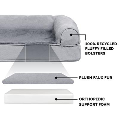 Show full view: FurHaven Plush & Suede Full Support Sofa Dog & Cat Bed, Gray, Large slide 6 of 10