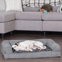 FurHaven Plush & Suede Full Support Sofa Dog & Cat Bed, Gray, Medium