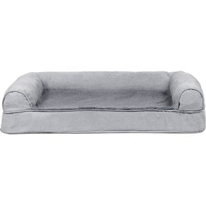 FurHaven Plush & Suede Full Support Sofa Dog & Cat Bed, Gray, Medium