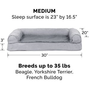 FurHaven Plush & Suede Full Support Sofa Dog & Cat Bed, Gray, Medium