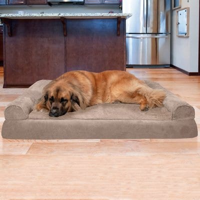FurHaven FurHaven Plush & Suede Orthopedic Sofa Cat & Dog Bed, Almondine, Jumbo Plus