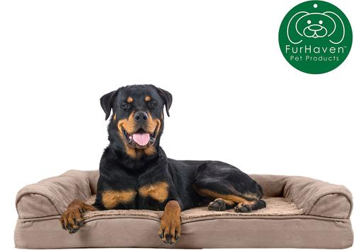 Show full view: FurHaven Plush & Suede Orthopedic Sofa Cat & Dog Bed, Almondine, Jumbo slide 5 of 12