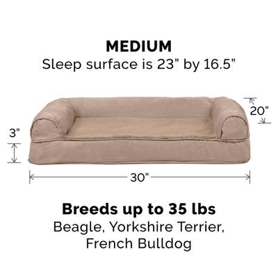 Show full view: FurHaven Plush & Suede Orthopedic Sofa Cat & Dog Bed, Almondine, Medium slide 5 of 11