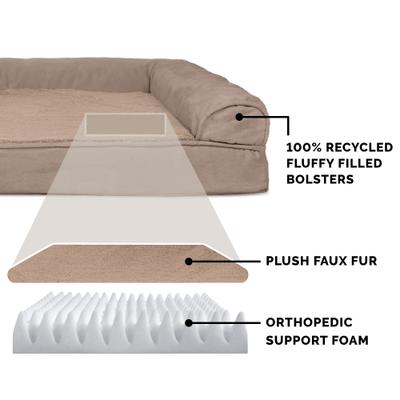 Show full view: FurHaven Plush & Suede Orthopedic Sofa Cat & Dog Bed, Almondine, Medium slide 6 of 11