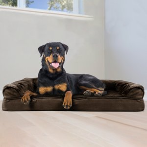 FurHaven Plush & Suede Orthopedic Sofa Cat & Dog Bed, Espresso, Jumbo