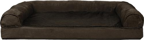 Show full view: FurHaven Plush & Suede Orthopedic Sofa Cat & Dog Bed, Espresso, Large slide 3 of 11