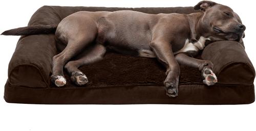 Show full view: FurHaven Plush & Suede Orthopedic Sofa Cat & Dog Bed, Espresso, Large slide 4 of 11