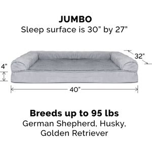 FurHaven Plush & Suede Orthopedic Sofa Cat & Dog Bed, Gray, Jumbo