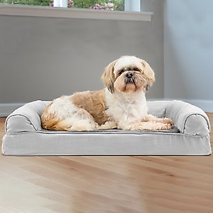 FurHaven Plush & Suede Orthopedic Sofa Cat & Dog Bed, Gray, Medium