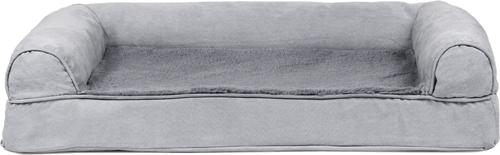 Show full view: FurHaven Plush & Suede Orthopedic Sofa Cat & Dog Bed, Gray, Medium slide 3 of 11