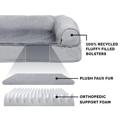 Show full view: FurHaven Plush & Suede Orthopedic Sofa Cat & Dog Bed, Gray, Medium slide 6 of 11