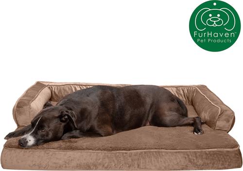 Show full view: FurHaven Plush & Velvet Cooling Gel Comfy Couch Dog & Cat Bed, Almondine, Jumbo slide 4 of 10