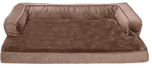 Show full view: FurHaven Plush & Velvet Cooling Gel Comfy Couch Dog & Cat Bed, Almondine, Large slide 3 of 10