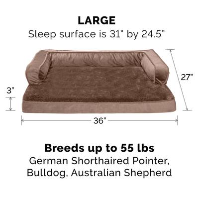 Show full view: FurHaven Plush & Velvet Cooling Gel Comfy Couch Dog & Cat Bed, Almondine, Large slide 5 of 10